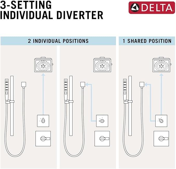 Delta Faucet Ara 3-Setting Shower Handle Diverter Trim Kit, Diverter Valve Trim Kit Chrome, 3 Way Shower Diverter, Delta Diverter Trim, Chrome T11867 (Valve Not Included)