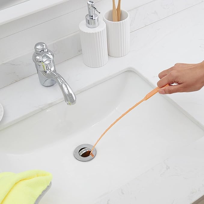 Amazon Basics Flexible Drain Clog Remover Snake Tool, Effective for Hair and Debris Cleaning, 19.6-Inch, 12 Pack