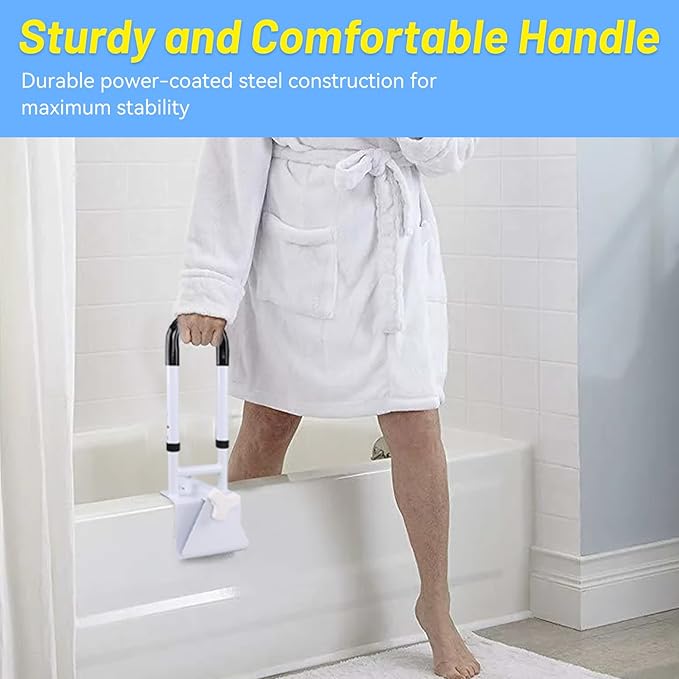 Adjustable Bathtub Grab Bars for Seniors, Tub Handle Grab Bar for Elderly Bath Support, Bathtub Safety Rail, Height and Width Adjustable