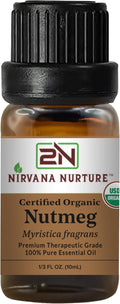 Nutmeg Essential Oil USDA Certified Organic, 100% Pure Natural Premium Grade, Undiluted