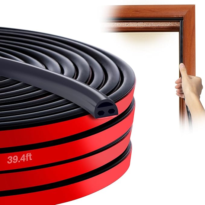 Silicone Seal - 39ft Door & Window Seal, Soundproofing, Abrasion Resistant (Black)