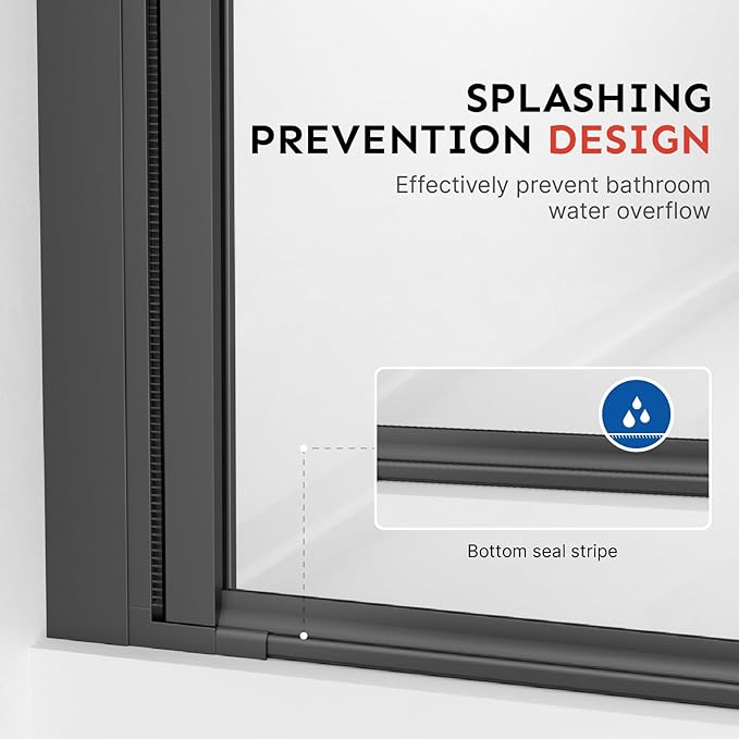 Kosmonia 36"-37"Wx72"H Frameless Pivot Shower Door, 1/4" Tempered Glass&Shatter Proof Film, Stainless Steel Hardware & Easy Clean Coating,Magnetic Seals Water Prevention&Reversible Installation Matte