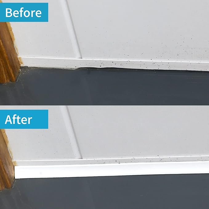 Flexible Trim Caulk Strip, 3/4 Inch Peel and Stick Trim for Molding, Floor, Tile Edge, Countertop, Backsplash, Ceiling, Wall Corner, Baseboard(10FT White)