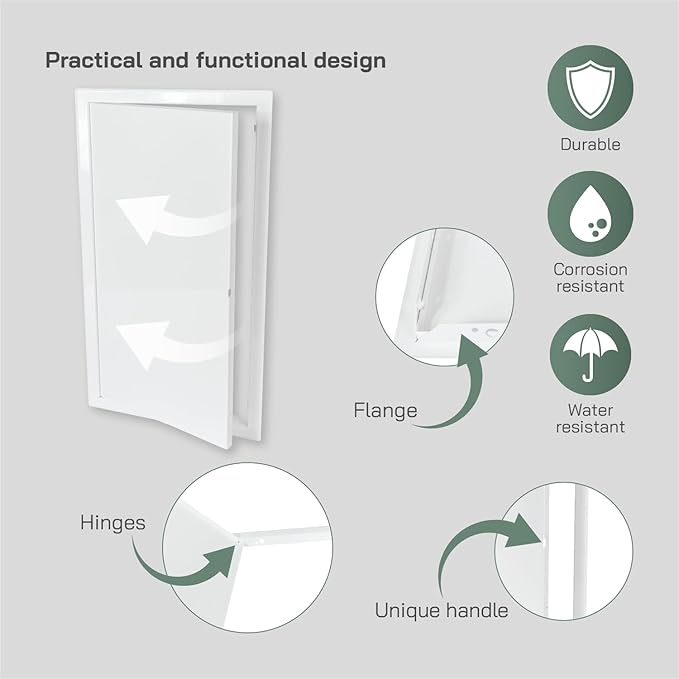 Vent Systems 10'' x 20'' Inch White Metal Access Panel - Easy Access Doors - Access Panel for Drywall, Wall, Electrical and Plumbing Service Door