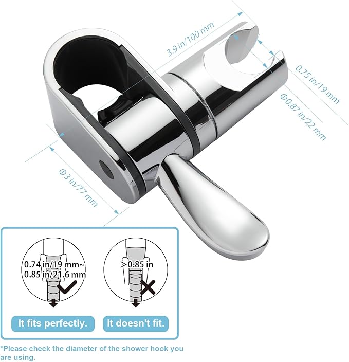 OFFO ADA Handshower Shower Grab Bar Head Holder, Universal Fit 1.25''(32mm) Hand Held Shower Bracket for Handicap Grab Bar, Detachable Bathroom Replacement, 360 Degree Rotation Sprayer Holder, Chrome