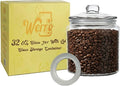 32 oz Glass Jar With Lid - Coffee Canister - Extra Gasket - Glass Cookie Jar, Airtight Kitchen Storage Containers, Apothecary, Dog Treats, Tea, Candy, Spice, Sugar, Kitchen Jar for Pantry