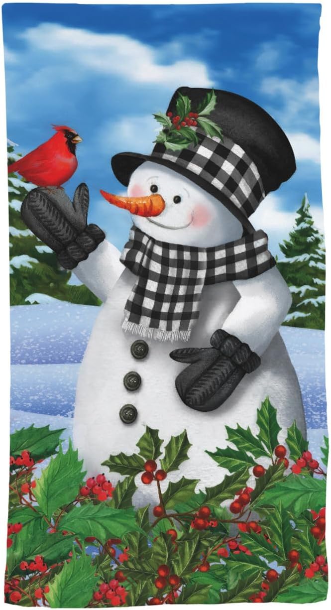 Briarwood Lane Checkered Snowman Cotton Hand Towel