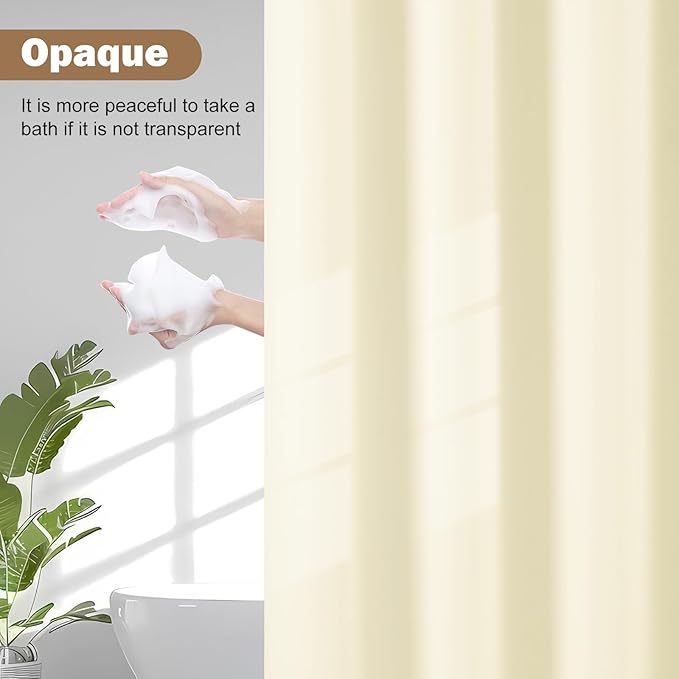 UFRIDAY Stall Shower Curtain Liner Long 48 x 78 inch, Beige Shower Liner with 3 Large Magnets, Narrow Cloth Bathroom Curtain Extra Long for Single Stall