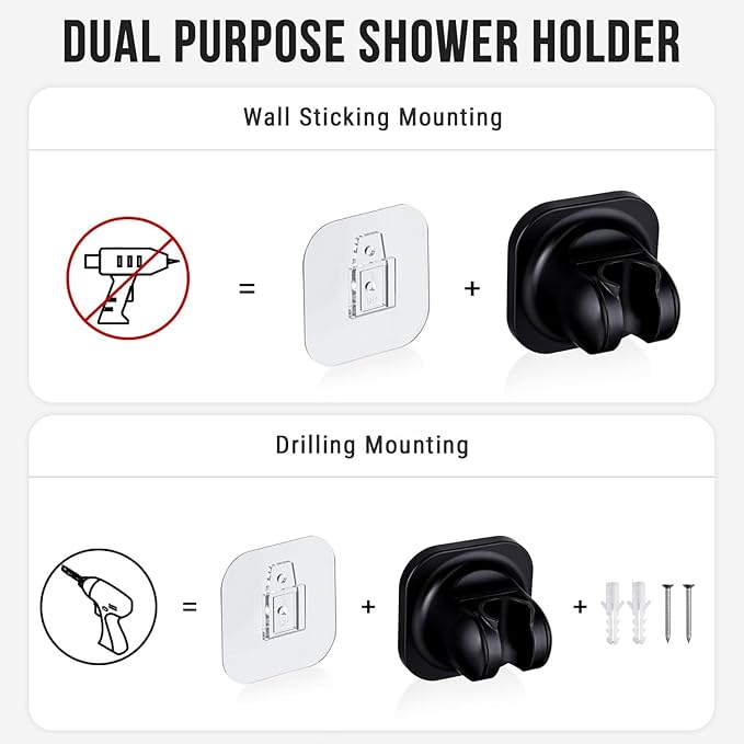G-Promise Metal Shower Diverter, Handheld Holder Included, 3-Way Diverter for Handheld and Fixed Shower Head ∣3-Settings Universal Bathing System Replacement Part (Matte Black)
