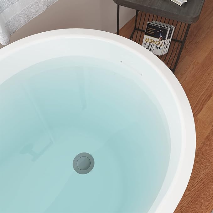 67" Acrylic Freestanding Bathtub, Elegant Skirted Free Standing Tub, Soaking Tub with Integrated Slotted Overflow, Toe-Tap Chrome Drain, cUPC Certified, Glossy White
