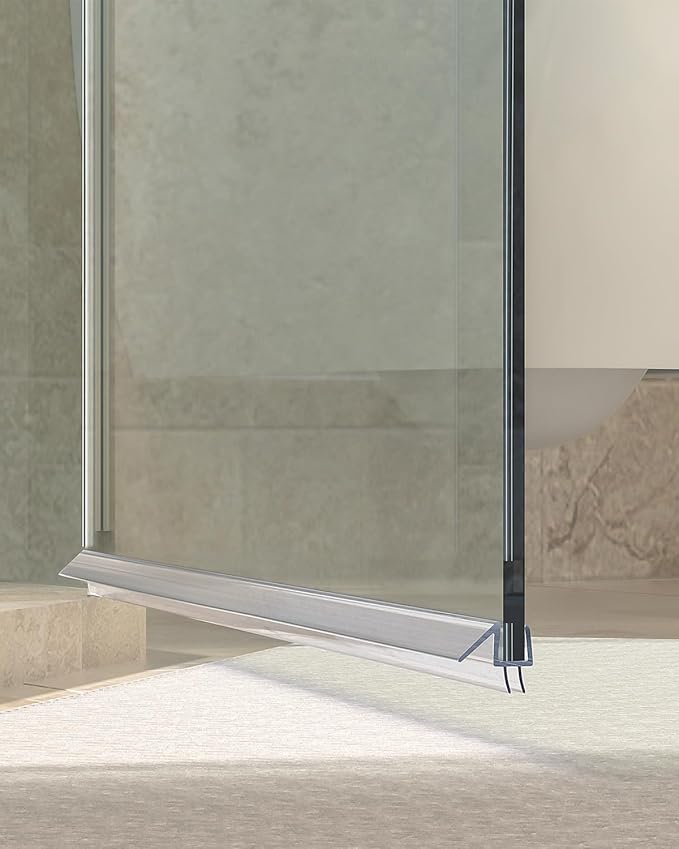 Shower Door Bottom Seal, 3Pack Shower Door Sweep Strip, Frameless Glass Doors Seal Strip for 3/8'' (10mm) Thick Doors, 39.3'' x 0.39'' Showers Water Guard Barrier