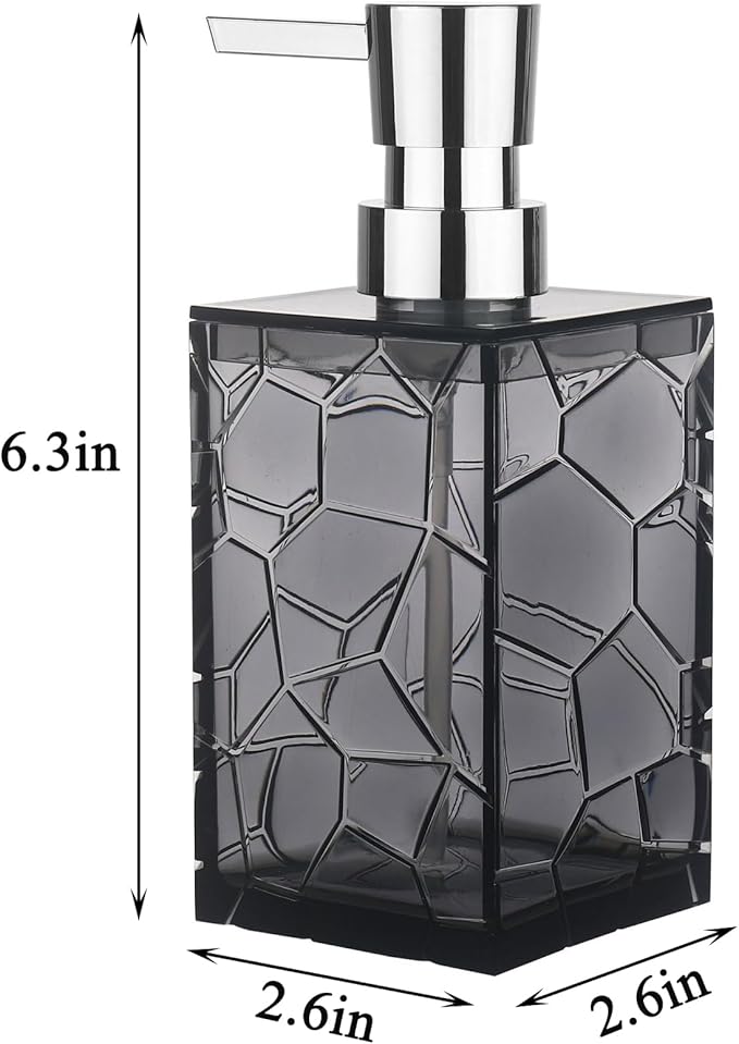 Hand Soap Dispenser, Clear Acrylic Plastic Liquid Pump Bottles Refillable Lotion Dispenser for Bathroom Decor Kitchen College Dorm, Grey