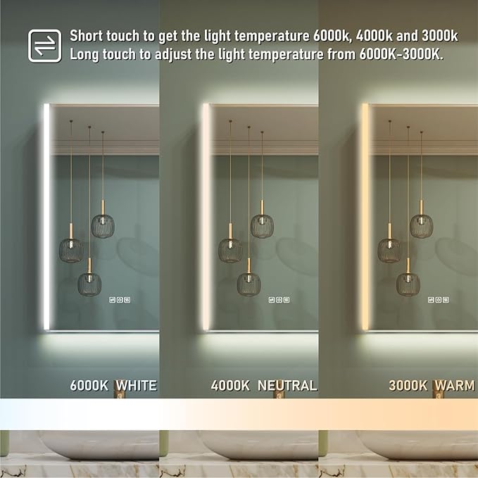 WELLFOR 24" x 30" LED Mirrored Bathroom Cabinet, Mirror Medicine Cabinet with Lights, Defogging LED Mirror Cabinet with Outlets & USB Ports, Surface Mounted, Left Opening Door, Hardwired Connected