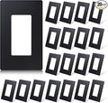 ELEGRP Matte Black 1-Gang Screwless Decorative Wall Plates, Standard Size Unbreakable Thermoplastic Faceplate Cover for Decorator Receptacle Outlet Switch, UL Listed (20 Pack)