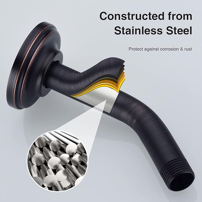 Angled Shower Arm with Flange ORB 6 Inch Stainless Steel Wall Mounted Extension Arm for Top Shower Head, Oil Rubbed Bronze (SA-606ORB)