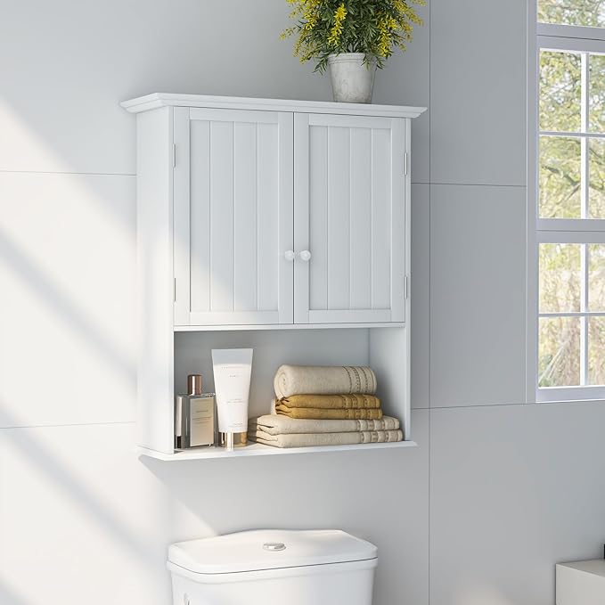 Safeplus 28" H x 23.5" W Wall Mount Medicine Cabinets with Adjustable Shelf and 2-Door for Bathroom Laundry Living Room