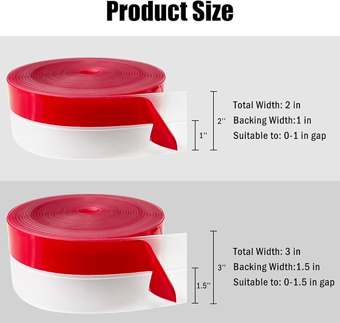 Wide Silicone Weather Stripping, 2 inch (W) x 20 Ft (L) Door Draft Stopper, Silicone Seal Strip for Doors Windows and Shower Glass Gap, Clear