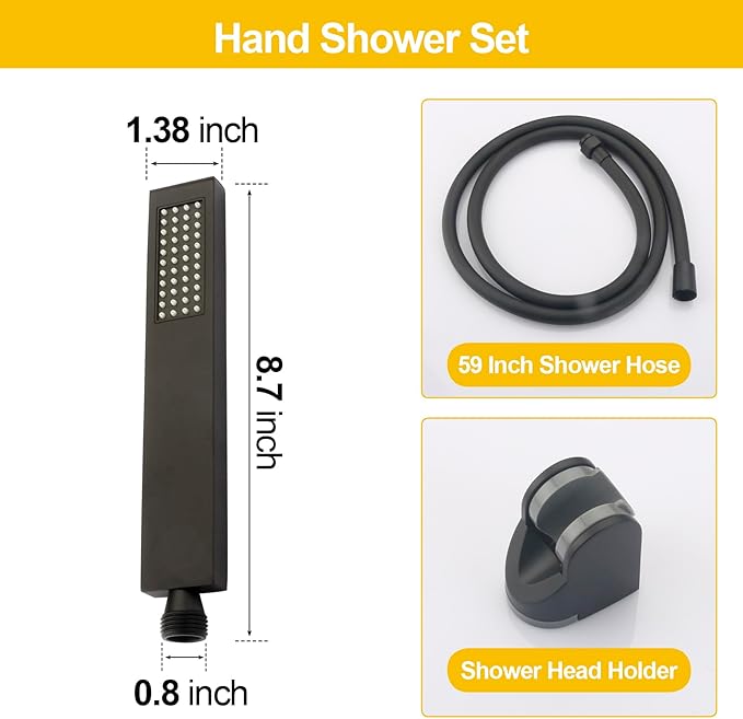 Matte Black High Pressure Handheld Shower Head with Extra Long Hose and Adjustable Shower Holder – Stainless Steel Hand Held Shower Wand for Bathroom, RV, Pet Bathing & Dog Washing