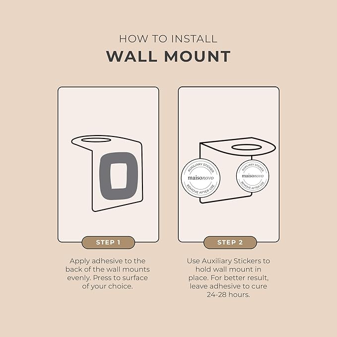 MaisoNovo Adhesive Soap & Shampoo Holder Set of 2 - Gold | Wall Mounted Dispenser Holder