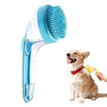 Pet Bath Brush 2 in 1 Dog Shampoo Brush with Built-in Shampoo Dispenser for Long Short Haired Dogs Cats Bubble Maker for Bathing Grooming (Blue)