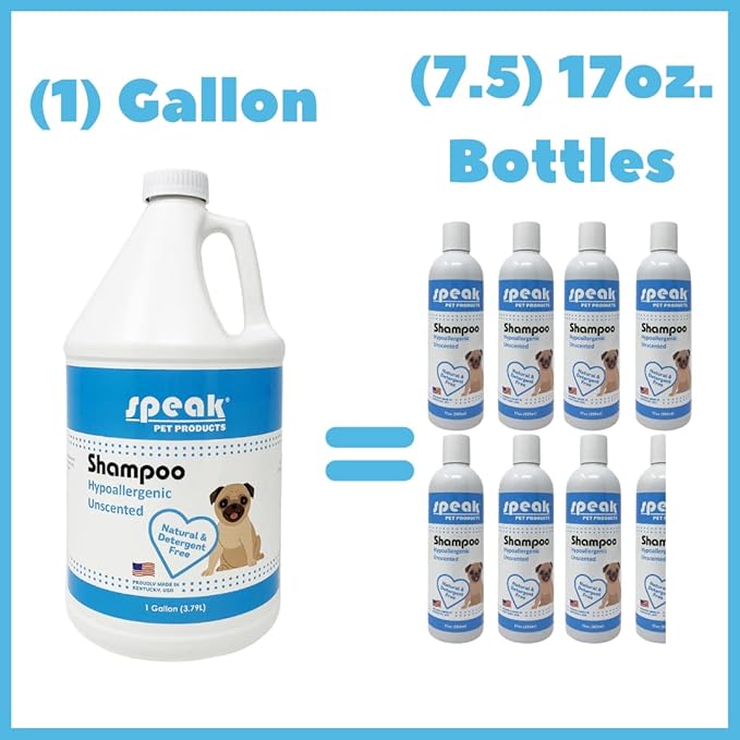 Natural Dog Shampoo, Hypoallergenic Unscented, 1 Gallon