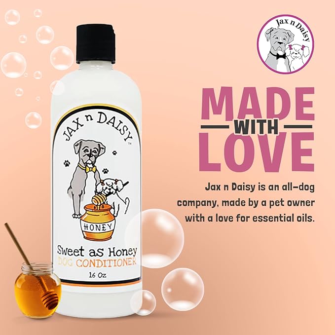 Jax n Daisy Honey Dog Conditioner Conditioner for Dogs with Honey Nectar Oil Hempseed Oil and Vitamin Soften Dog Coat and Soothe Skin for Furry Freshness Grooming Accessories Essentials