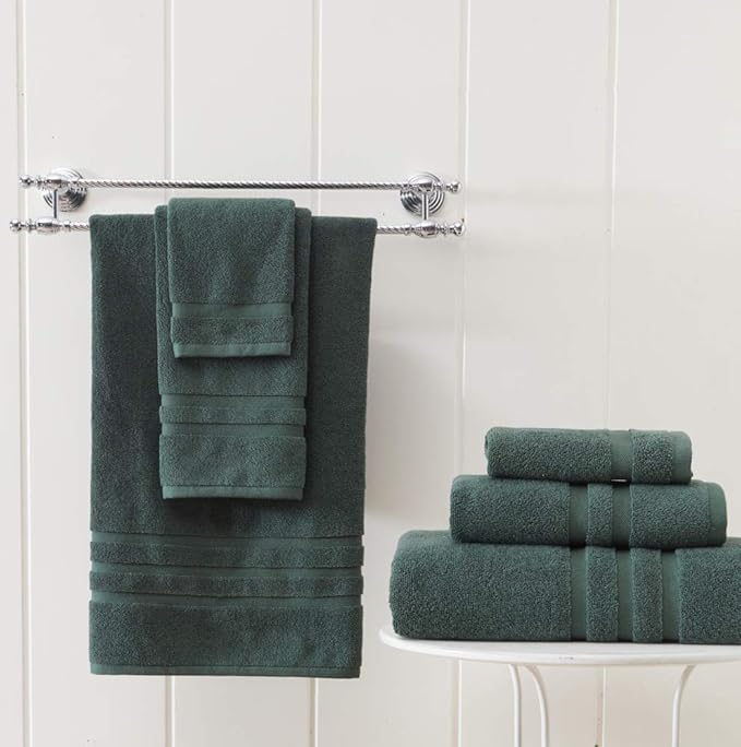 Luxury Hotel & Spa, Turkish Cotton Dark Green Towels Bathroom Sets | 6 Pieces Dark Green Bath Towels Soft and Absorbent Green Towel Set for Your Bathroom