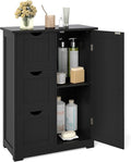 Tangkula Bathroom Floor Cabinet, Freestanding Storage Cabinet with 3 Drawers & Single Door, Adjustable Shelf, Multipurpose Bathroom Storage for Home Office, 23.5 x 12 x 32 Inches (3 Drawers, Black)