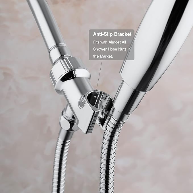 Universal Shower Head Holder for Hand Held Showerheads, Adjustable Shower Arm Mount Bracket with Brass Pivot Ball, Shower Head Connector - Chrome