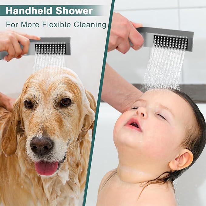 Rain Shower System Brushed Nickel, STARBATH 12+6" Dual Shower Head with Handheld Spray for Two Person, Wall Mounted Shower Faucet Set 3 Way Shower Valve with 5 Diverter and Trim Kit Complete