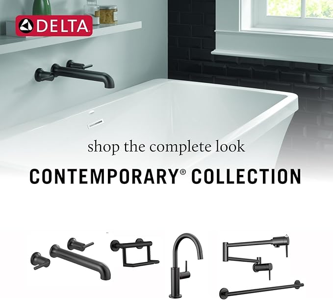 Delta Wall Mount Bathroom Faucet 3 Hole, Polished Nickel Bathroom Sink Faucet for Vanity, Polished Nickel T5759-PNWL (Valve Not Included)
