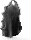 Silicone Body Scrubber Silver-Infused Dual-Sided 3-in-1 for Shower, Body Cleaning+Massage+Exfoliator Body Brush Buffer for Men and Women, Silicone Loofah, Non-Slip Handle (Gray)