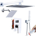 ENGA Shower Faucet Set, Dual Head Shower System 10" & 6" Square Rain Shower Heads with 2 in 1 Handheld Spray, 3 Way Water Diverter, Chrome