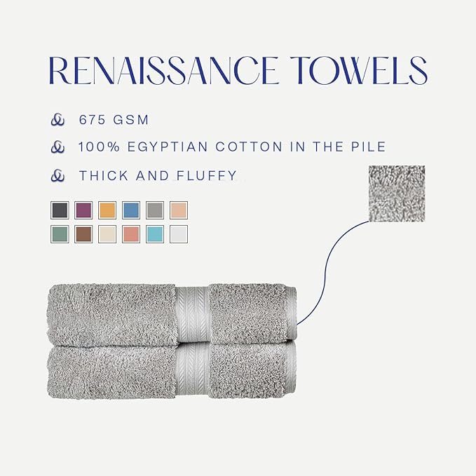 Christy Renaissance 6 Piece Towel Set | Dove Grey | 100% Egyptian Cotton | Luxuriously Soft and Super Absorbent | 675 GSM | 2 Bath Towels 2 Hand Towels 2 Face Cloths