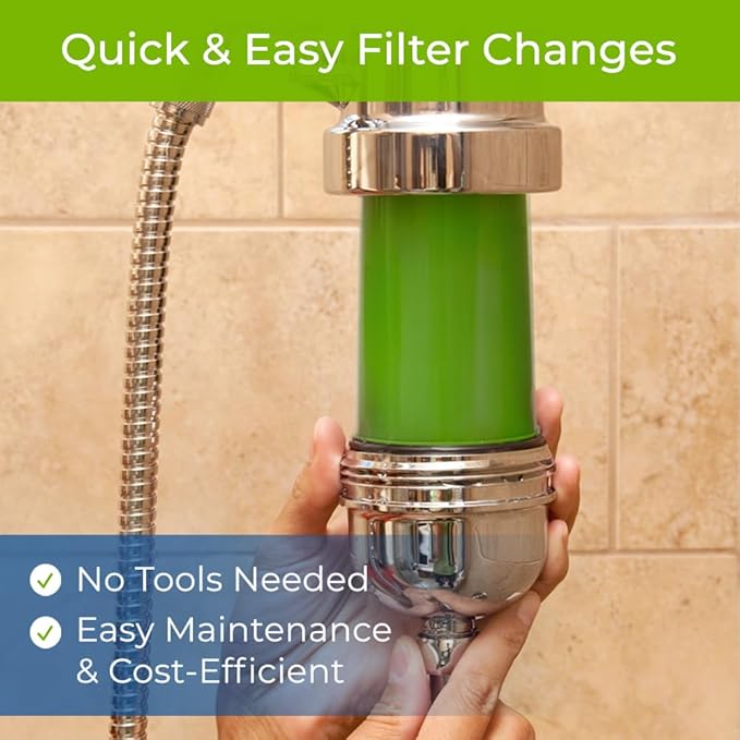 WaterChef Handheld Shower Filter System SF-7C (Brushed Nickel) - Deluxe Adjustable Wand, Advanced Filtration for Superior Chlorine Reduction - NSF/ANSI Certified: 96.6% of Chlorine, 10,000 Gal., USA
