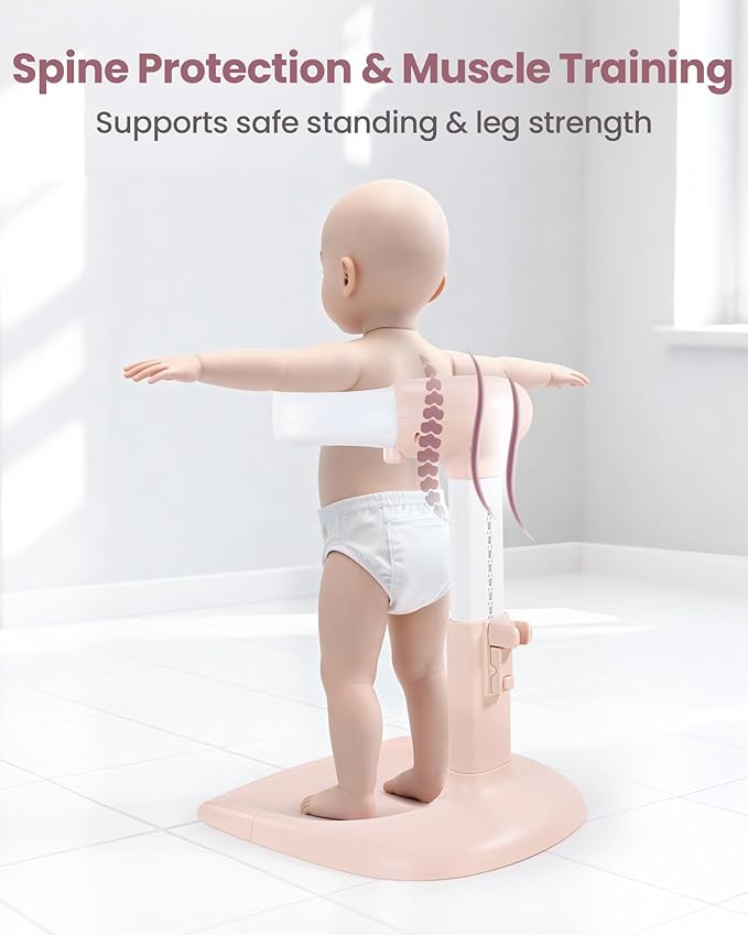 Baby Shower Stand for Infant to Toddler 6–36 Months, Baby Bath Stand Support with Adjustable Height, Anti-Slip Stable Design, Multi-Purpose Toddler Bath Helper, Infant Shower Gifts,Pink