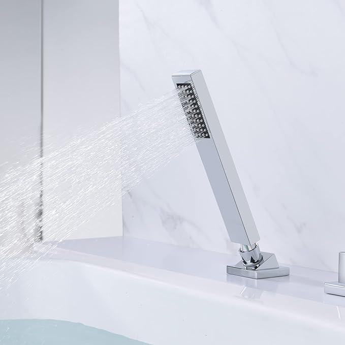 SUMERAIN Waterfall Roman Tub Faucet with Handheld Sprayer, Deck Mount Bathtub Faucet Chrome Finish