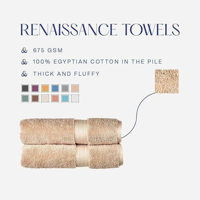Christy Renaissance 6 Piece Beige Towel Set | 100% Egyptian Cotton | Luxury Bathroom Towels | Soft and Super Absorbent | 675 GSM | 2 Bath 2 Hand 2 Face | Driftwood