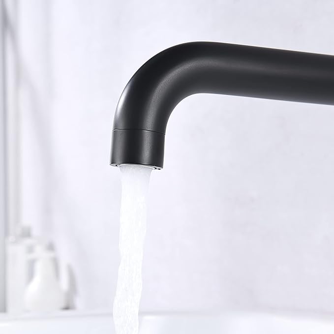 SUMERAIN Wall Mount Tub Filler Matte Black Bathtub Faucet High Flow Two Cross Handles with Rough in Valve, Extra Long Spout