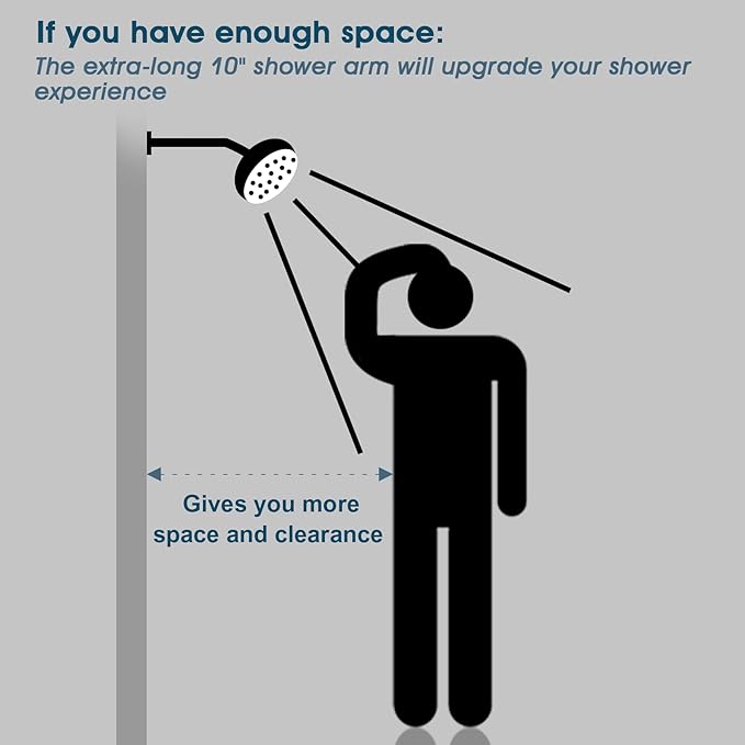 BRIGHT SHOWERS Shower Arm with Flange 10 Inches Solid Brass Shower Head Extension Arm, Wall Mounted Shower Pipe Arm for Rainfall Shower Head and Handheld Showerhead, Chrome
