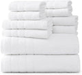 Casa Platino 100% Cotton Luxury Bathroom Towel Set - 8 Pcs - Super Soft, Fluffy & Highly Absorbent - 2 Large Bath Towels, 4 Washcloths, 2 Hand Towels - Complete Family Pack - White Bath Towel Set