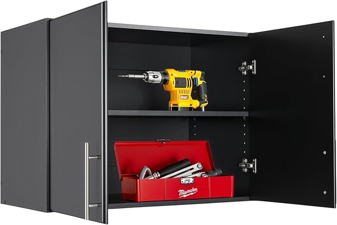 Prepac Elite 32 in. 2-Door Engineered Wood Stackable Wall Cabinet in Black