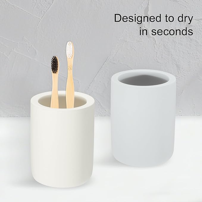 Toothbrush Holder, Diatomite Bathroom Organizer, Toothbrush & Toothpaste Holder Cup, Vanity Storage Solution for Bathrooms, Beige, 1Pc