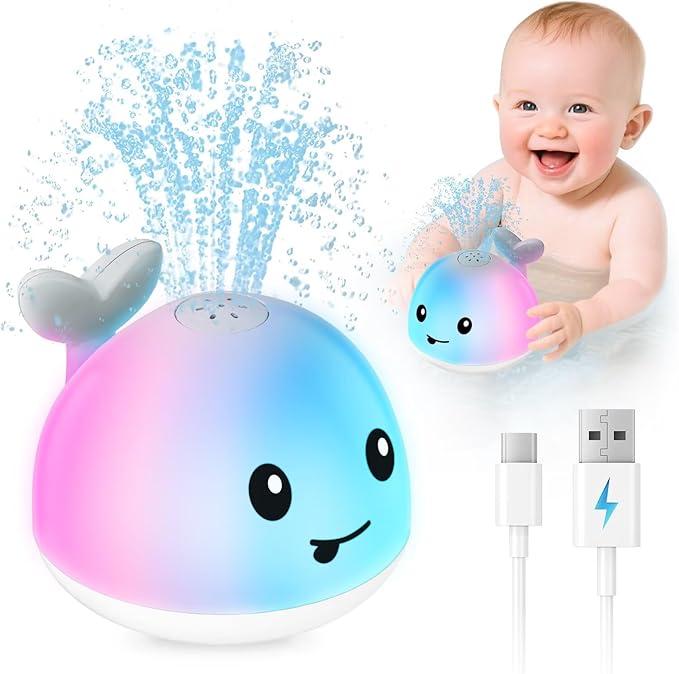 Baby Bath Toys for Kids Ages 1-3 & Babies 6-12 Months, Light Up Whale Sprinkler Water Toys for Infant Toddlers 1 2 3 Year Old Boys Girls Christmas Stocking Stuffers Birthday Gifts Newborn Essentials