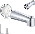 Enhon 7 Inch Slip on Tub Spout with Diverter, Compatible with Moen 3839/Moen 3853, Bathtub Diverter Spout Fits 1/2" Copper Water Tube(5/8" Diameter), 5/32" Hex Wrench(Polished Chrome,Cover Ring)