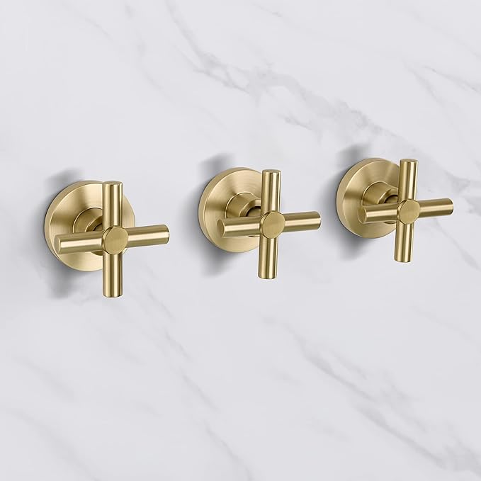SUMERAIN Waterfall Wall Mount Tub Faucet with Hand Shower Sprayer, 3 Handle Tub Shower Faucet with Rough in Valve Brushed Gold Finish