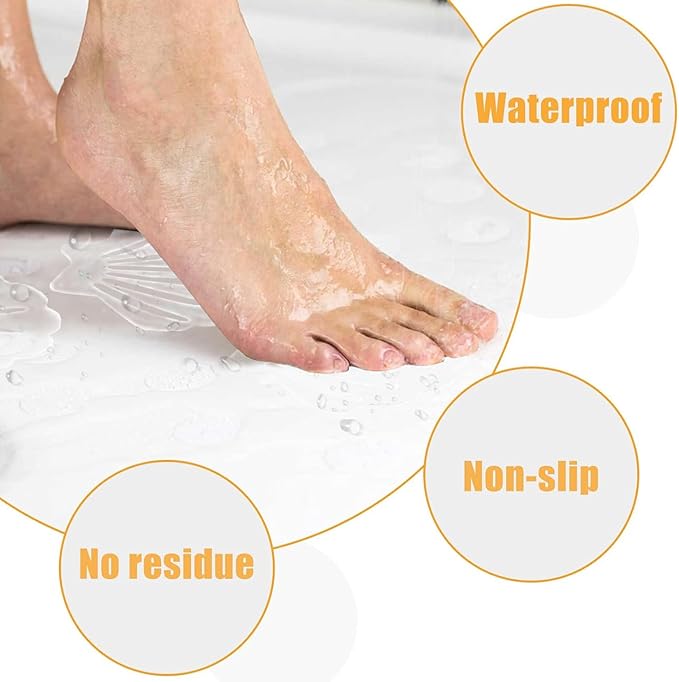 Clear Bathtub Stickers Non Slip, Shell Shaped Tubs Safety Shower Treads, Adhesive Sticker for Bathroom Bathtub, Shower Floor(12Pcs)