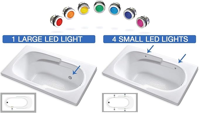 Carver Tubs - AR6032 - Modern White Fiberglass Soaking Bathtub for Bathrooms - w/Built-in LED Lights - White Spacious Rectangular Acrylic Soaking Bathtub - Deep Relaxing Soak - 60"L x 32"W x 18"H