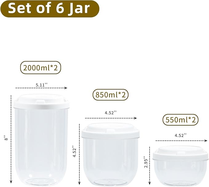 FABROK 3 Pack Candy Storage Organizer with Lid, Plastic Cookie Storage Jar for desk, Clear Plastic Container Canister for Laundry, Kitchen, Bathroom