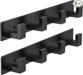 PMMASTO Coat Rack Wall Mount, Coat Hooks Wall Hooks for Hanging, Stainless Steel Coat Hanger Towel Hooks for Bathrooms, Coat Rack Hat Rack (Black 4 Hooks, 2 Pack)